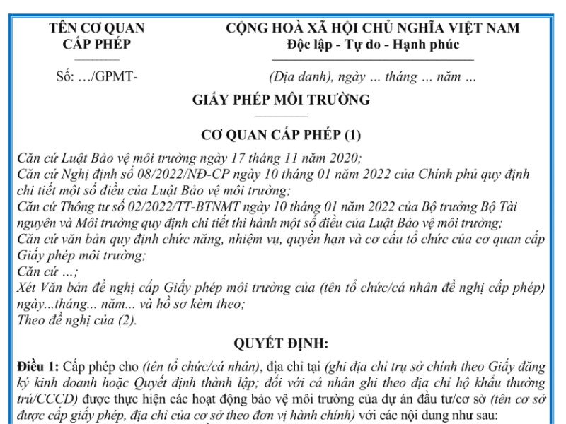 giấy phép môi trường là gì