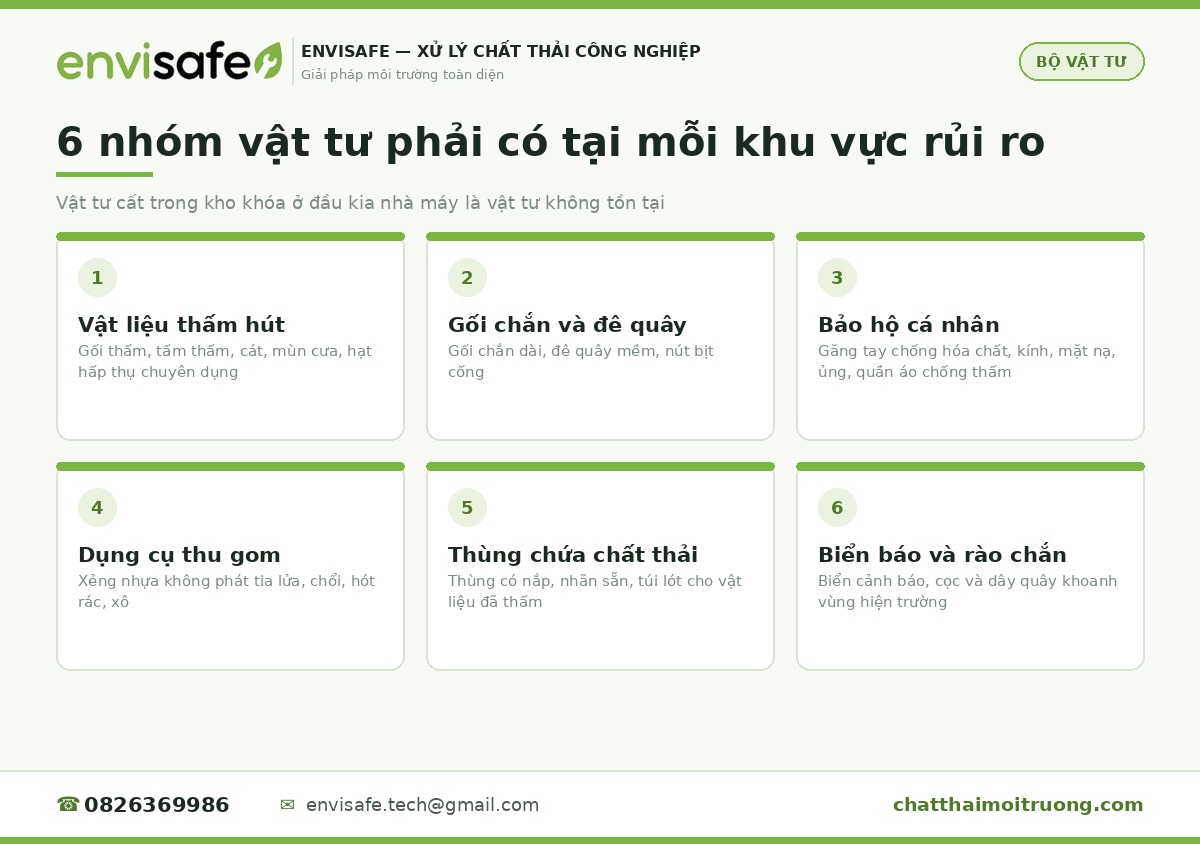 6 nhóm vật tư ứng phó tràn dầu